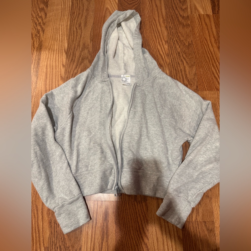 Aerie Light Gray Zip-Up Hoodie